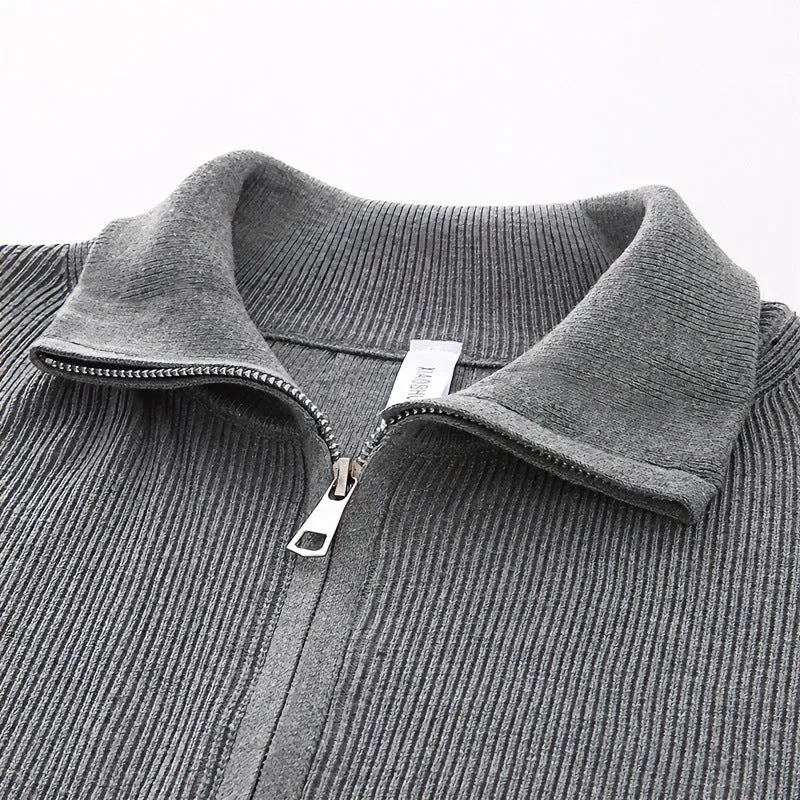 Unisex Lockerer Strick-Blouson mit Ballonärmeln, Waffelrippenstruktur und Zweiwege-Reißverschluss Nord Taschen