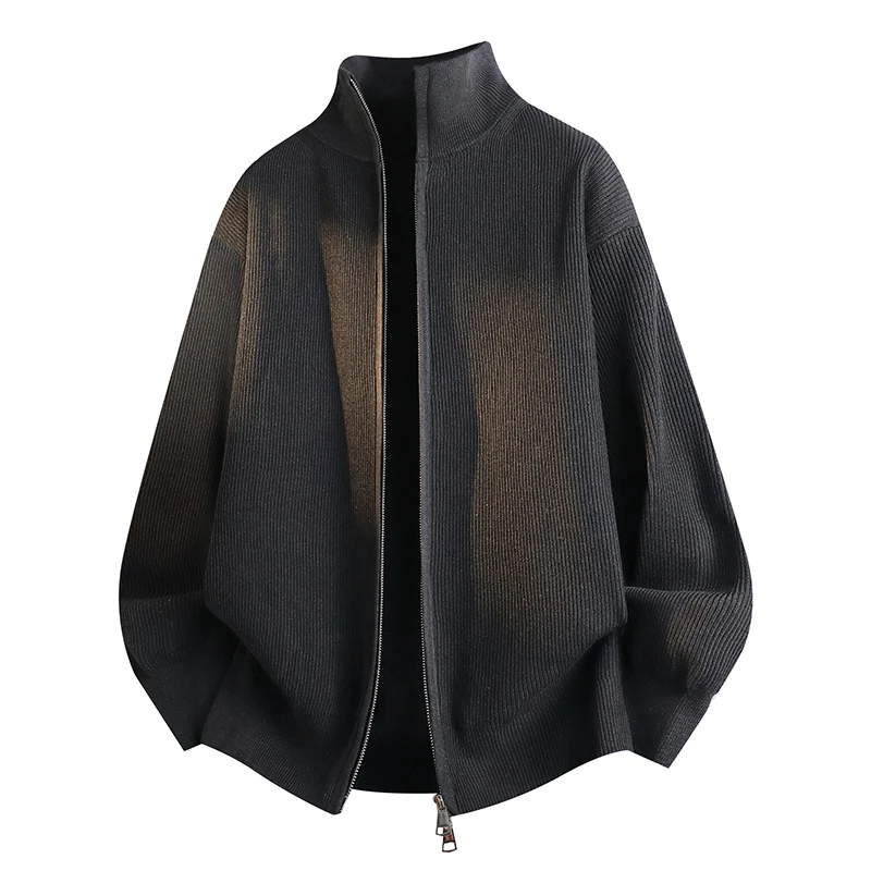 Unisex Lockerer Strick-Blouson mit Ballonärmeln, Waffelrippenstruktur und Zweiwege-Reißverschluss Nord Taschen