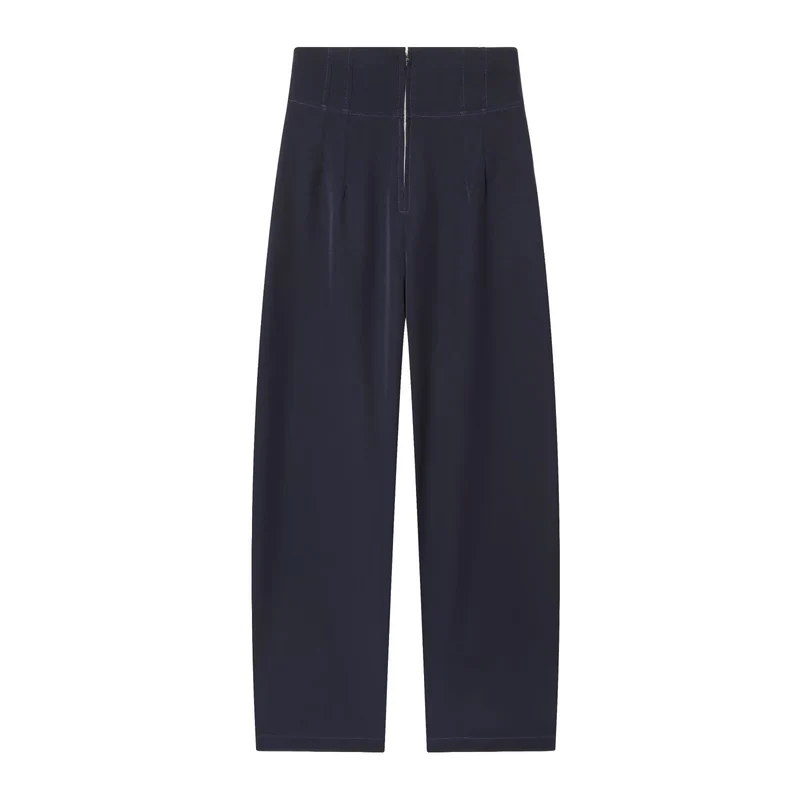 Damen Hochtaillierte weite Culotte‑Hose mit Frontreißverschluss und schmeichelnder Bundpassform Nord Taschen
