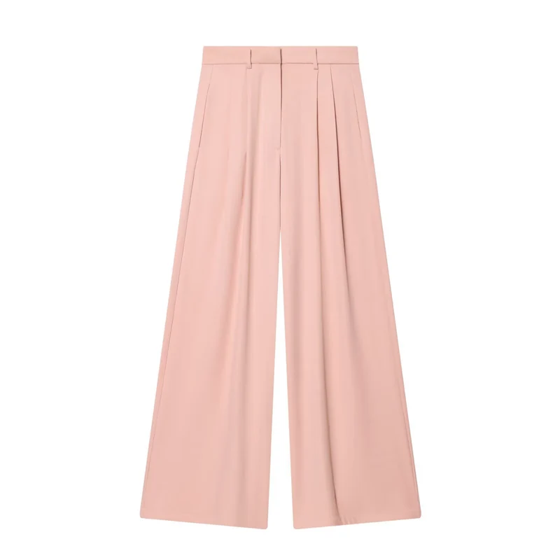 Damen Hochtaillierte Palazzo-Hose mit weitem Bein und Leistentaschen Nord Taschen