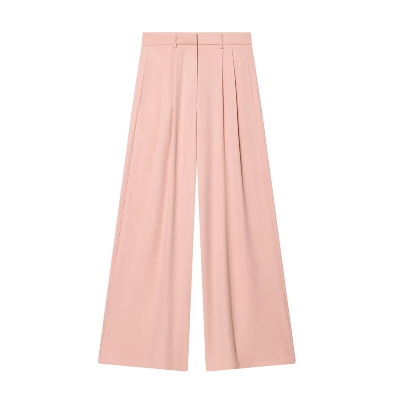 Damen Hochtaillierte Palazzo-Hose mit weitem Bein und Leistentaschen Nord Taschen