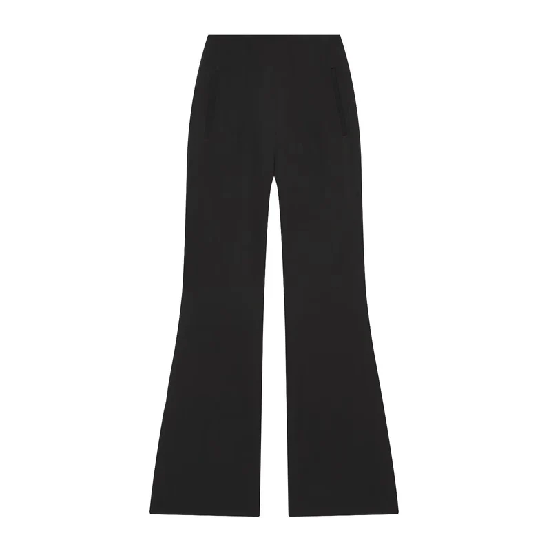 Damen Hochtaillierte Flarehose mit weitem Bein und verdeckten Reißverschlusstaschen Nord Taschen