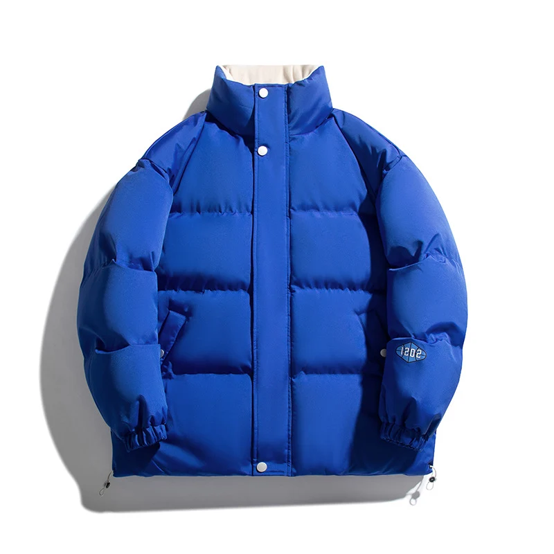 Unisex Kapuzenlose wattierte Steppjacke mit hohem Stehkragen, Thermoisolierung und Kordelzugsaum Nord Taschen
