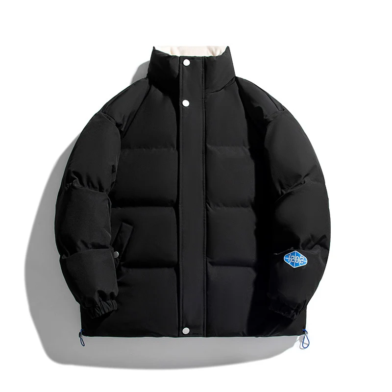 Unisex Kapuzenlose wattierte Steppjacke mit hohem Stehkragen, Thermoisolierung und Kordelzugsaum Nord Taschen