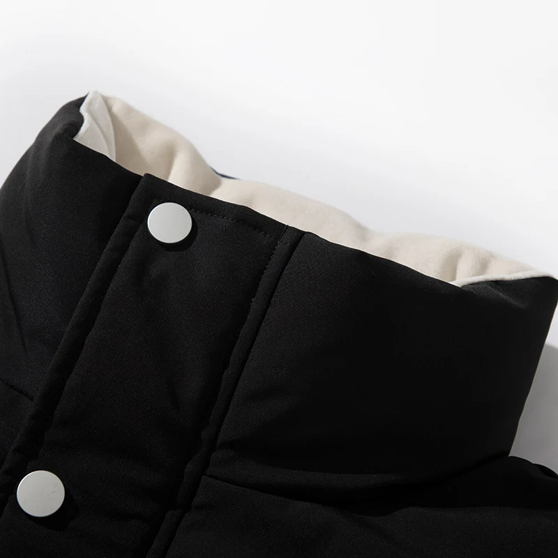 Unisex Kapuzenlose wattierte Steppjacke mit hohem Stehkragen, Thermoisolierung und Kordelzugsaum Nord Taschen