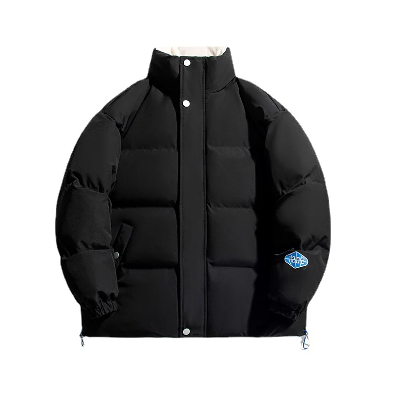 Unisex Kapuzenlose wattierte Steppjacke mit hohem Stehkragen, Thermoisolierung und Kordelzugsaum Nord Taschen