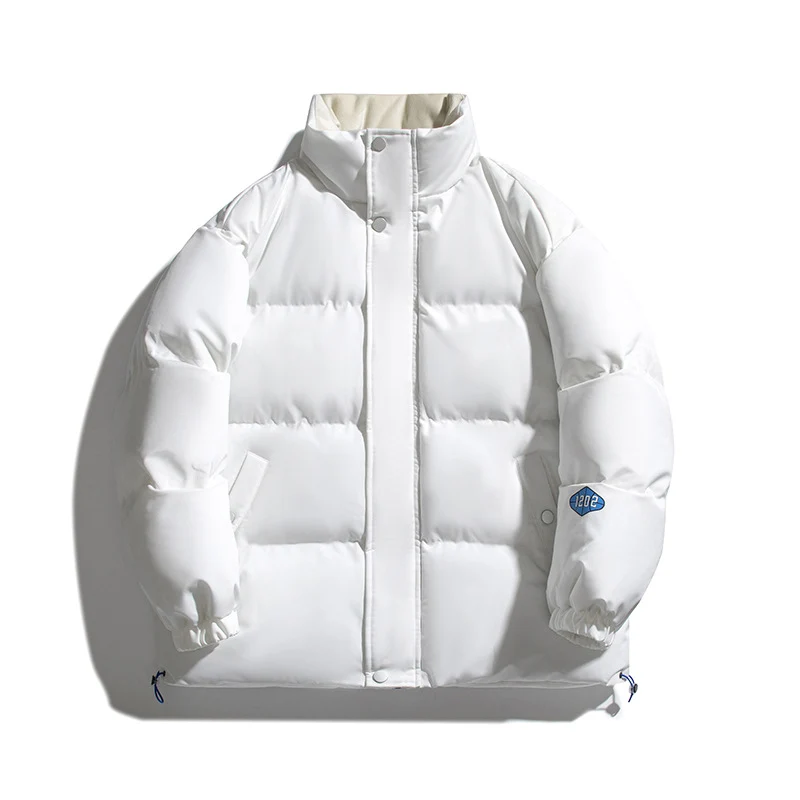 Unisex Kapuzenlose wattierte Steppjacke mit hohem Stehkragen, Thermoisolierung und Kordelzugsaum Nord Taschen