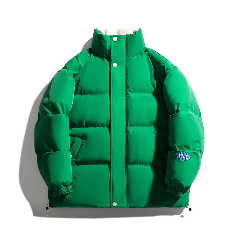 Unisex Kapuzenlose wattierte Steppjacke mit hohem Stehkragen, Thermoisolierung und Kordelzugsaum Nord Taschen