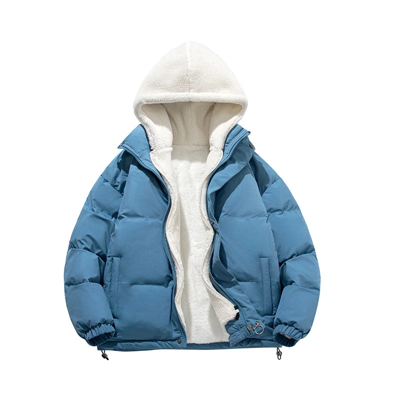 Unisex Gepolsterte Kapuzenjacke mit Sherpa-Futter und verstellbarem Saum Nord Taschen