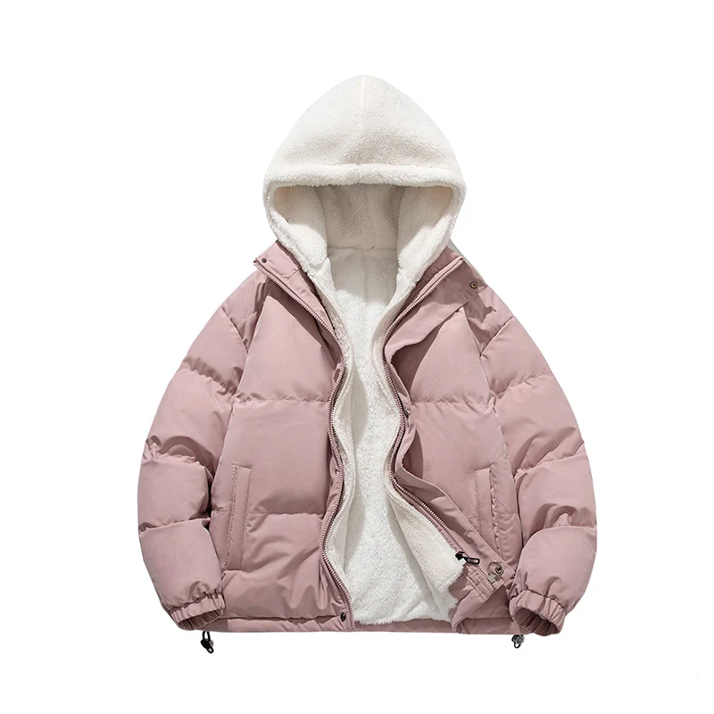 Unisex Gepolsterte Kapuzenjacke mit Sherpa-Futter und verstellbarem Saum Nord Taschen