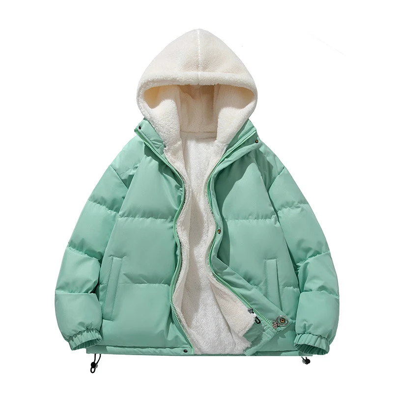 Unisex Gepolsterte Kapuzenjacke mit Sherpa-Futter und verstellbarem Saum Nord Taschen