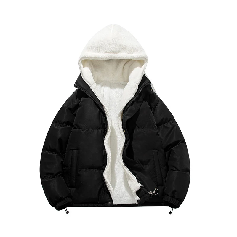 Unisex Gepolsterte Kapuzenjacke mit Sherpa-Futter und verstellbarem Saum Nord Taschen