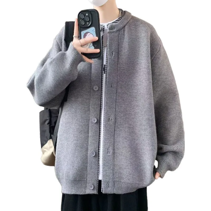 Herren Oversized Strickjacke im Bomberstil mit Rundhals und Knopfleiste Nord Taschen
