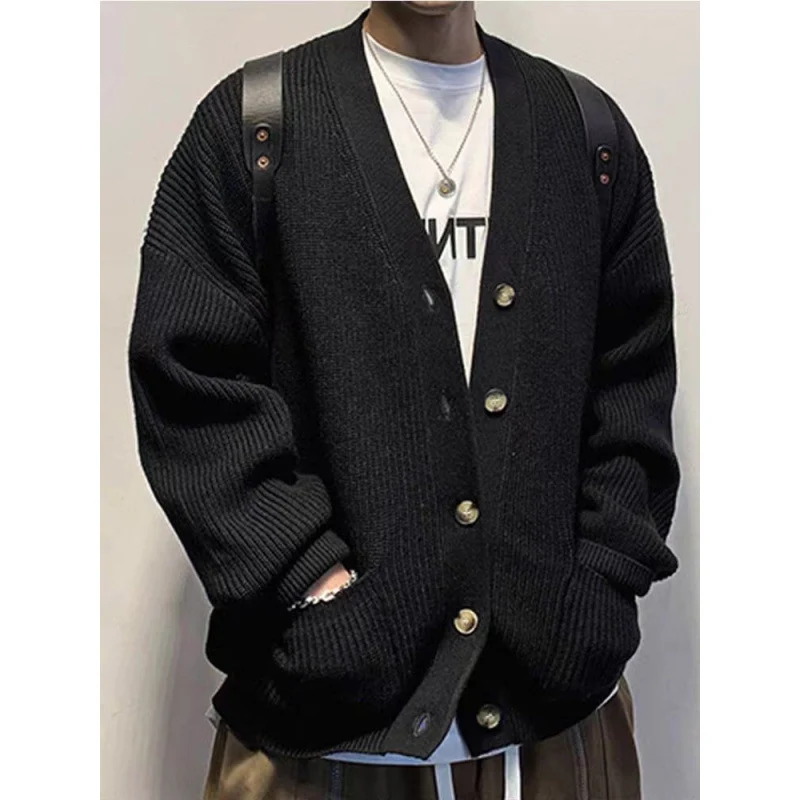 Herren Oversized Strickcardigan mit Ellenbogen-Patches und aufgesetzten Taschen Nord Taschen