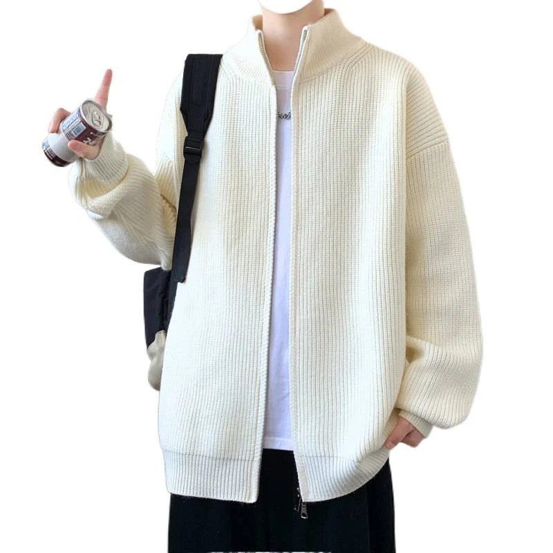 Herren Oversized Strick‑Zipjacke mit hohem Stehkragen und feiner Rippstruktur Nord Taschen
