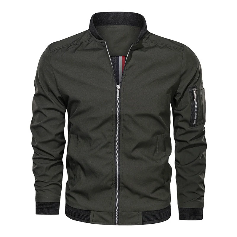 Herren Leichte Bomberjacke im Utility-Look mit Ärmeltasche und Rippbündchen Nord Taschen
