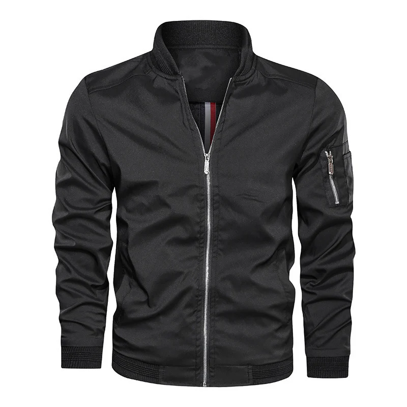 Herren Leichte Bomberjacke im Utility-Look mit Ärmeltasche und Rippbündchen Nord Taschen