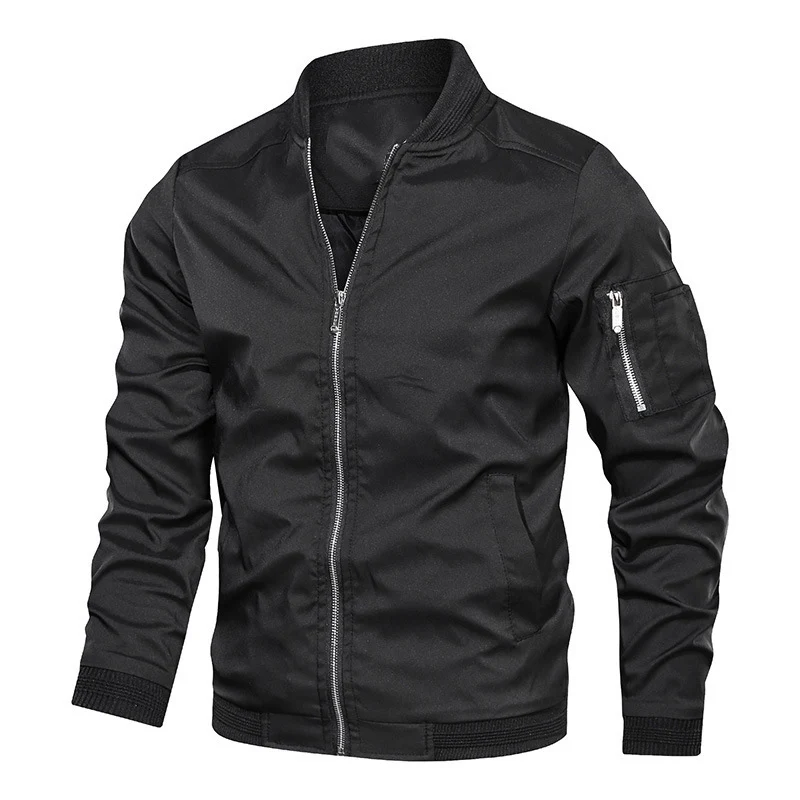 Herren Leichte Bomberjacke im Utility-Look mit Ärmeltasche und Rippbündchen Nord Taschen