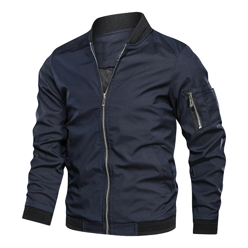 Herren Leichte Bomberjacke im Utility-Look mit Ärmeltasche und Rippbündchen Nord Taschen
