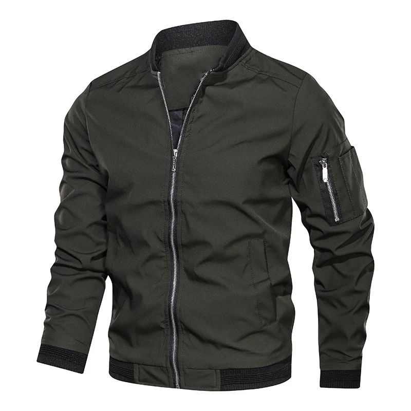 Herren Leichte Bomberjacke im Utility-Look mit Ärmeltasche und Rippbündchen Nord Taschen