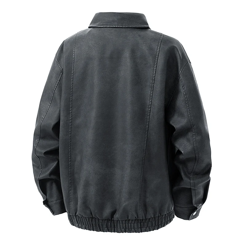 Herren legerer Lederblouson mit Reißverschluss und elastischem Saum Nord Taschen