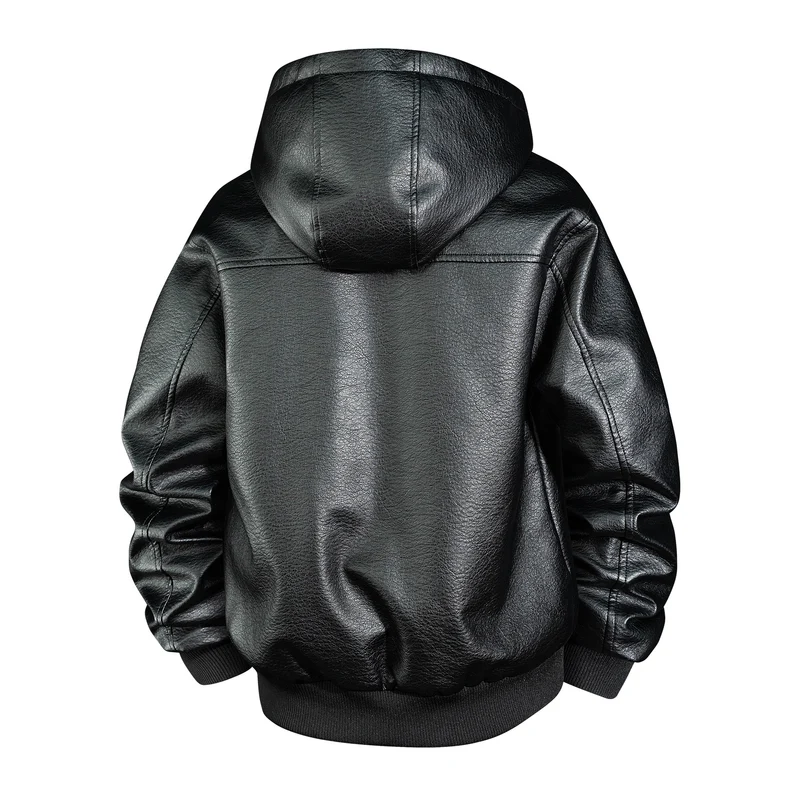 Herren Lederbomberjacke mit Teddyfutter und Kapuze Nord Taschen