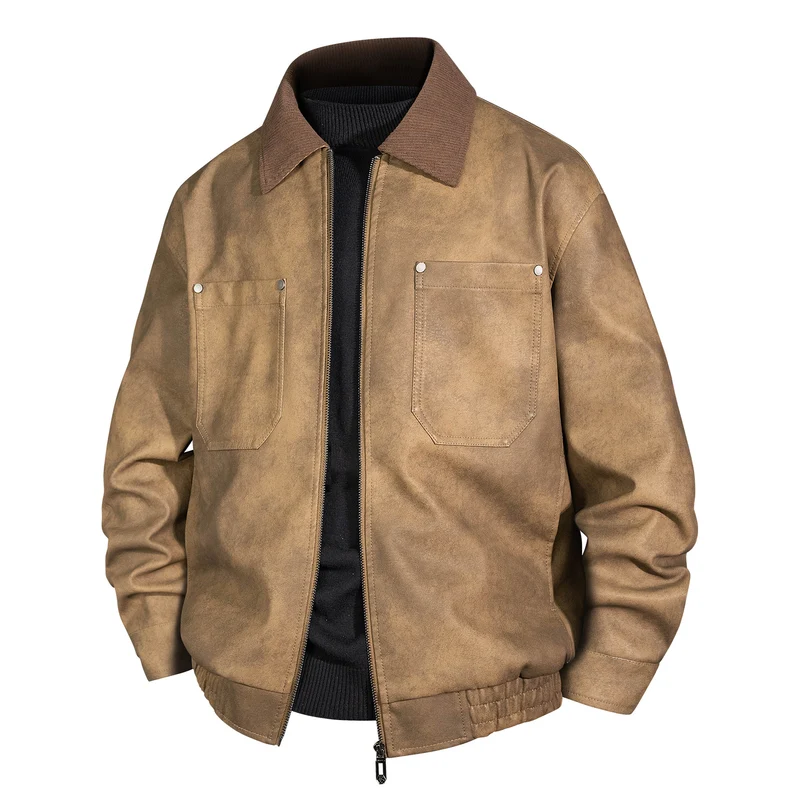 Herren Kurzjacke aus Veloursleder-Imitat mit geripptem Kragen und aufgesetzten Brusttaschen Nord Taschen