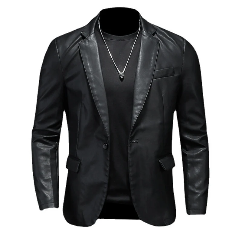 Herren Lederblazer mit schmaler Silhouette, spitzem Revers und Pattentaschen Nord Taschen