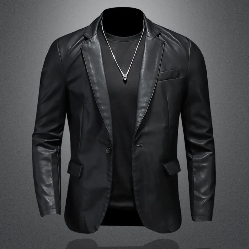 Herren Lederblazer mit schmaler Silhouette, spitzem Revers und Pattentaschen Nord Taschen