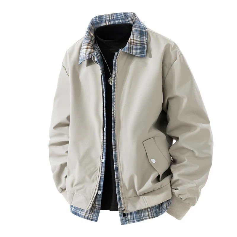 Herren lässige zweilagige Kurzjacke im Layer‑Look mit karierter Innenlage Nord Taschen