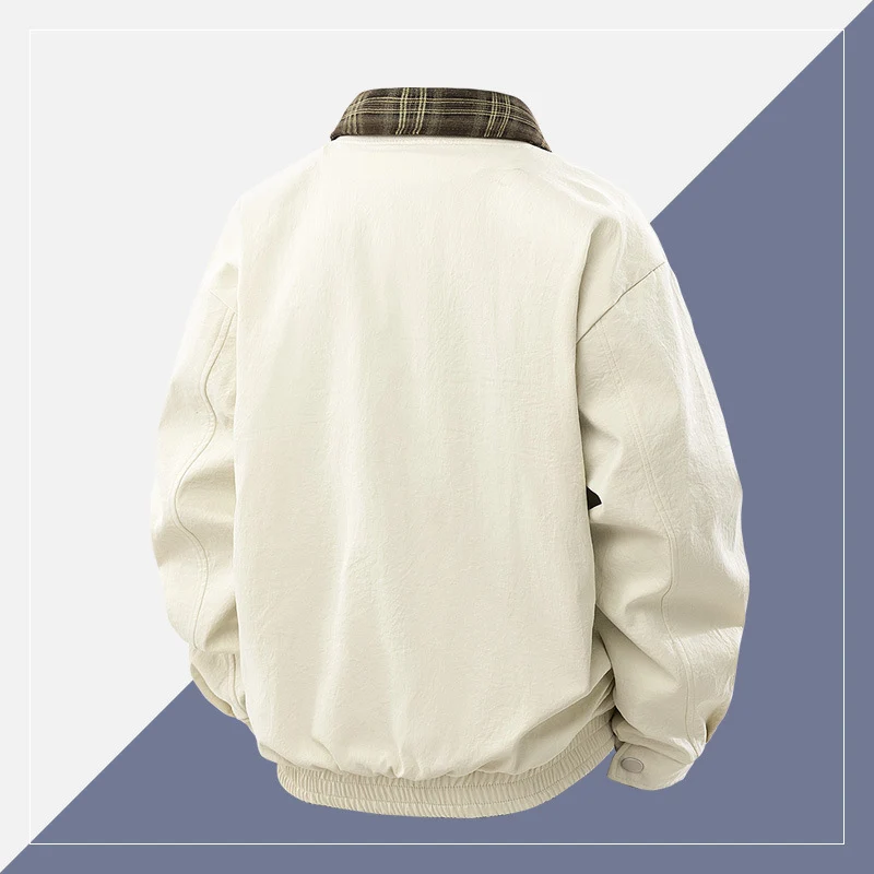 Herren Lässige Overshirt-Jacke mit kariertem Innenfutter und verdecktem Reißverschluss Nord Taschen