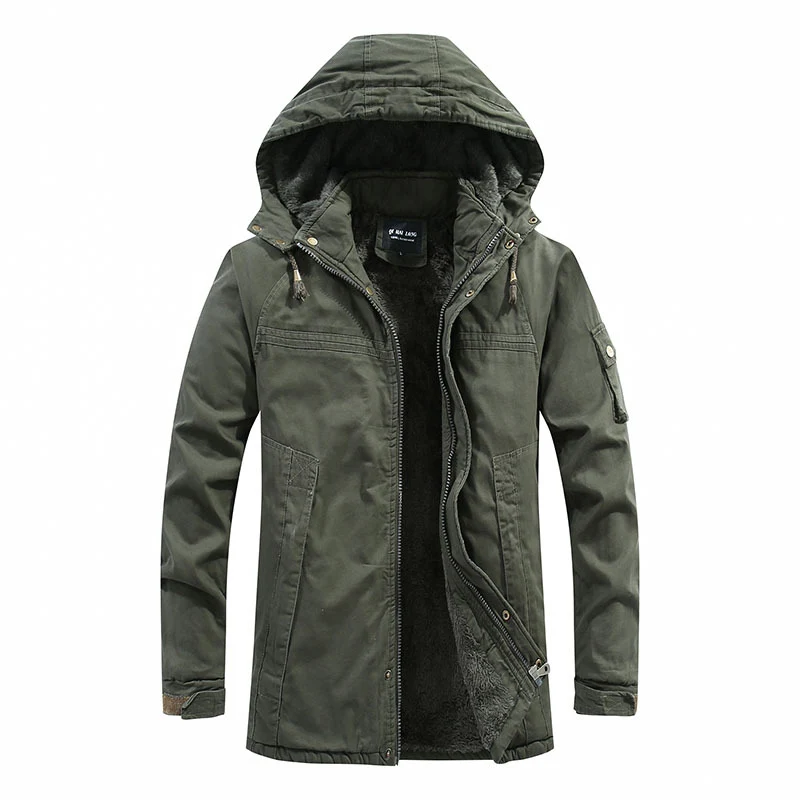 Herren Lang geschnittener Feldparka mit weichem Fleece-Innenfutter und Utility-Taschen Nord Taschen