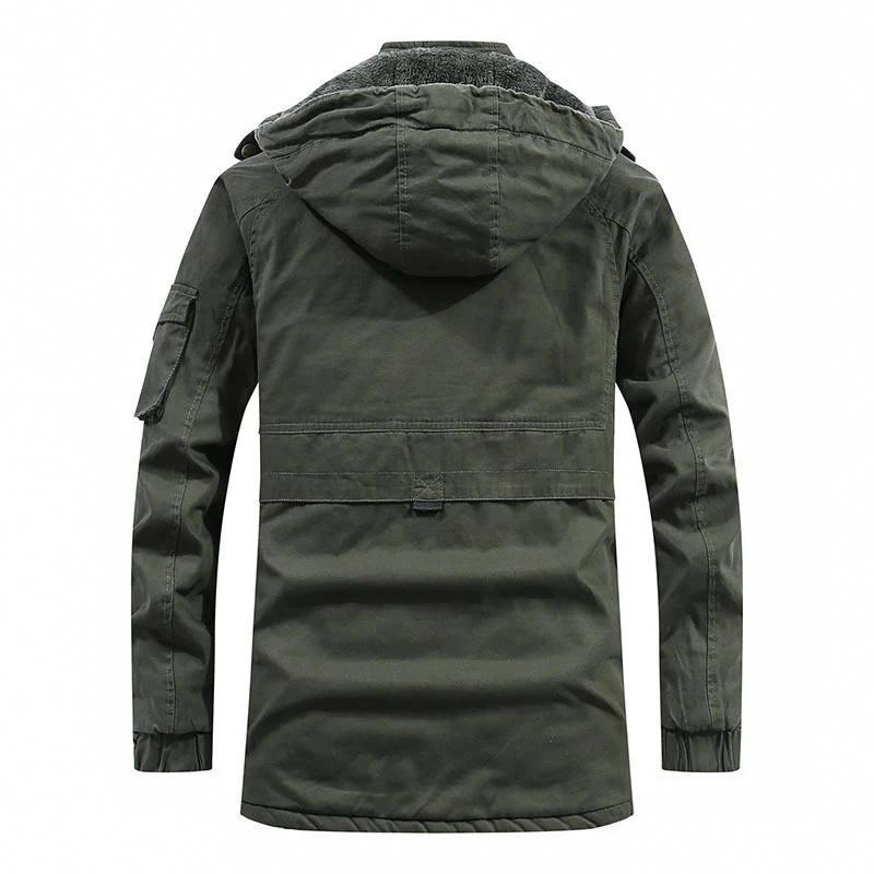 Herren Lang geschnittener Feldparka mit weichem Fleece-Innenfutter und Utility-Taschen Nord Taschen