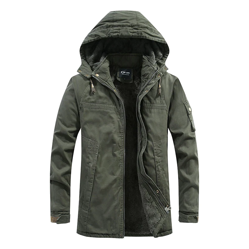 Herren Lang geschnittener Feldparka mit weichem Fleece-Innenfutter und Utility-Taschen Nord Taschen