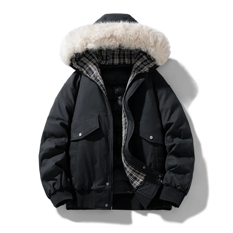 Herren Kurzparka mit wattierter Innenlage, abnehmbarer Kapuze und aufgesetzten Pattentaschen Nord Taschen