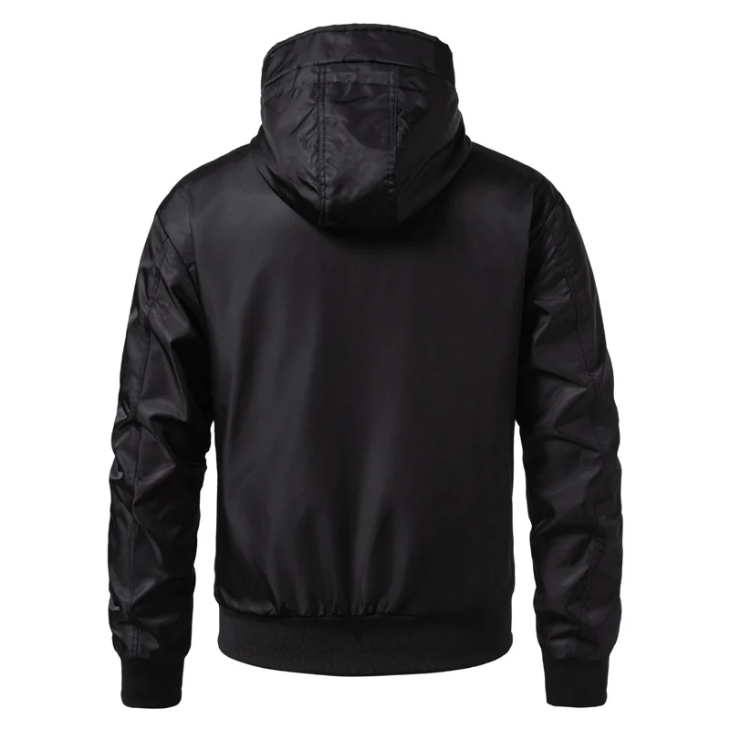 Herren Kapuzen-Bomberjacke im urbanen Retro‑Look mit Kontraststreifen, windabweisender Außenlage und Rippbündchen Nord Taschen