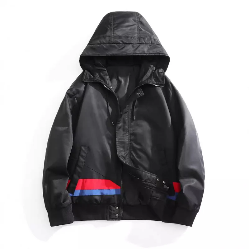 Herren Kapuzen-Bomberjacke im urbanen Retro‑Look mit Kontraststreifen, windabweisender Außenlage und Rippbündchen Nord Taschen