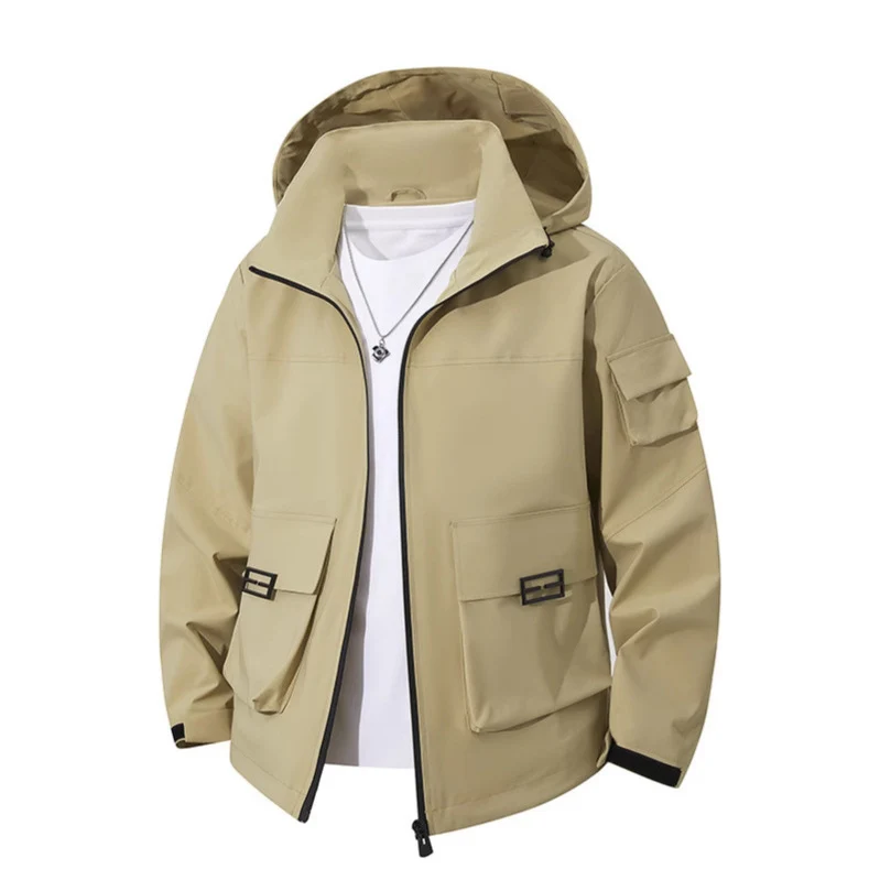 Herren Technische Utility-Kapuzenjacke mit Mehrfach-Pattentaschen und windabweisendem Softshell Nord Taschen