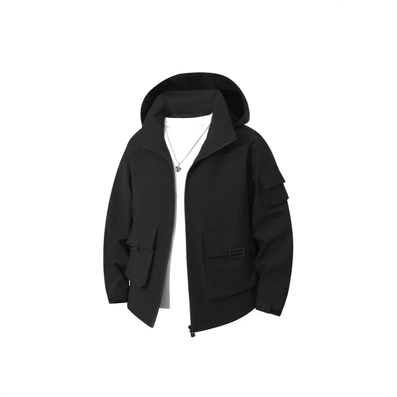 Herren Technische Utility-Kapuzenjacke mit Mehrfach-Pattentaschen und windabweisendem Softshell Nord Taschen