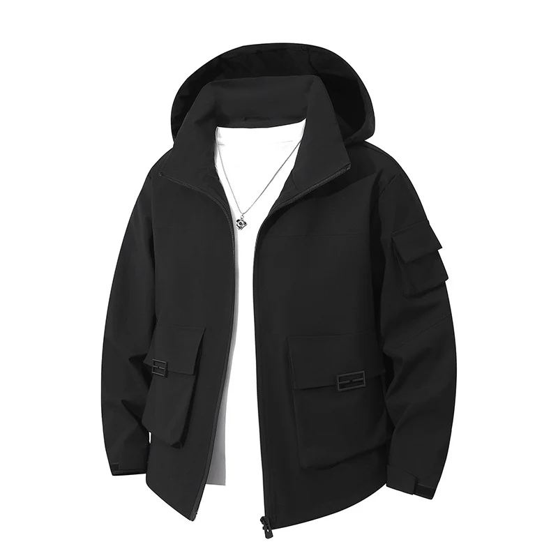 Herren Technische Utility-Kapuzenjacke mit Mehrfach-Pattentaschen und windabweisendem Softshell Nord Taschen