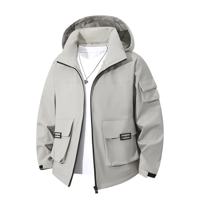 Herren Technische Utility-Kapuzenjacke mit Mehrfach-Pattentaschen und windabweisendem Softshell Nord Taschen