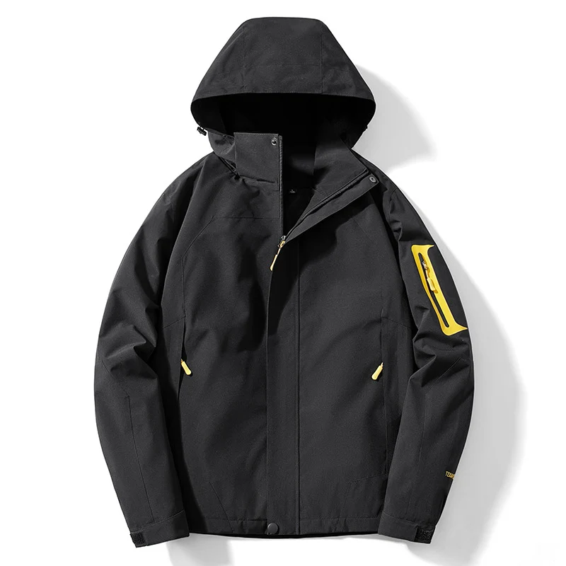 Herren technische Softshell-Kapuzenjacke mit Kontrastpaneelen und Reißverschluss-Ärmeltasche Nord Taschen