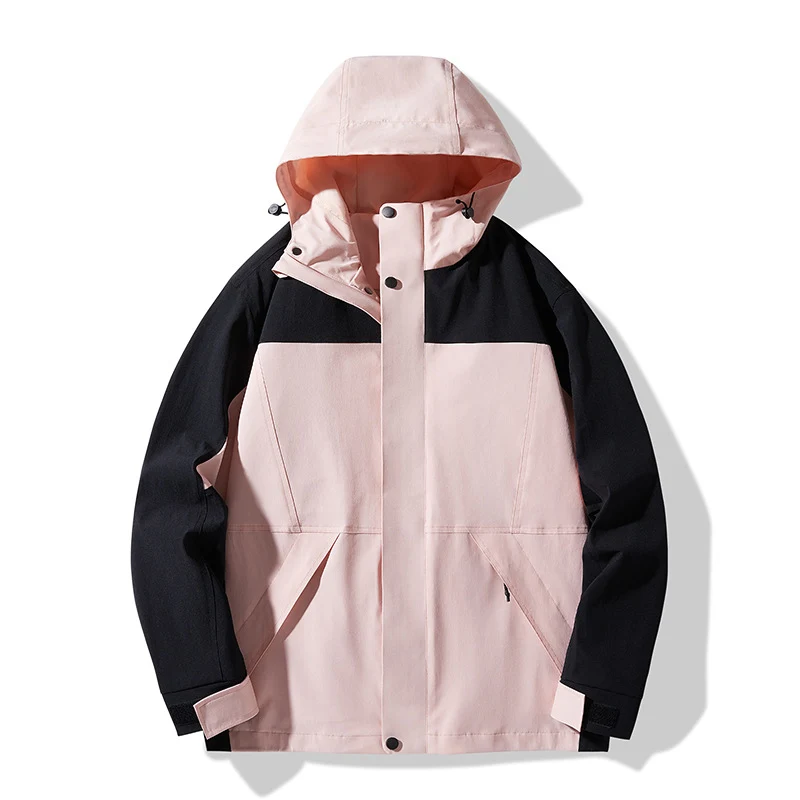 Herren Technische Colorblock Softshell‑Regenjacke mit verstellbarer Kapuze Nord Taschen