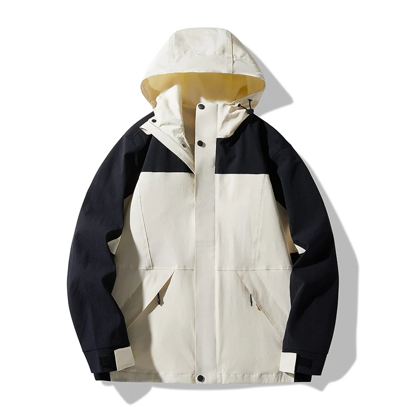 Herren Technische Colorblock Softshell‑Regenjacke mit verstellbarer Kapuze Nord Taschen