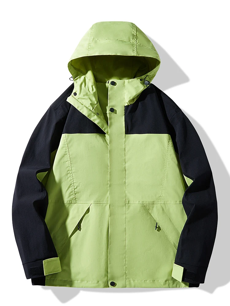 Herren Technische Colorblock Softshell‑Regenjacke mit verstellbarer Kapuze Nord Taschen