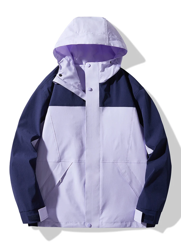 Herren Technische Colorblock Softshell‑Regenjacke mit verstellbarer Kapuze Nord Taschen
