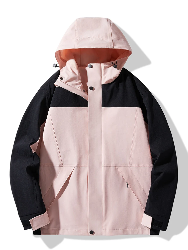 Herren Technische Colorblock Softshell‑Regenjacke mit verstellbarer Kapuze Nord Taschen