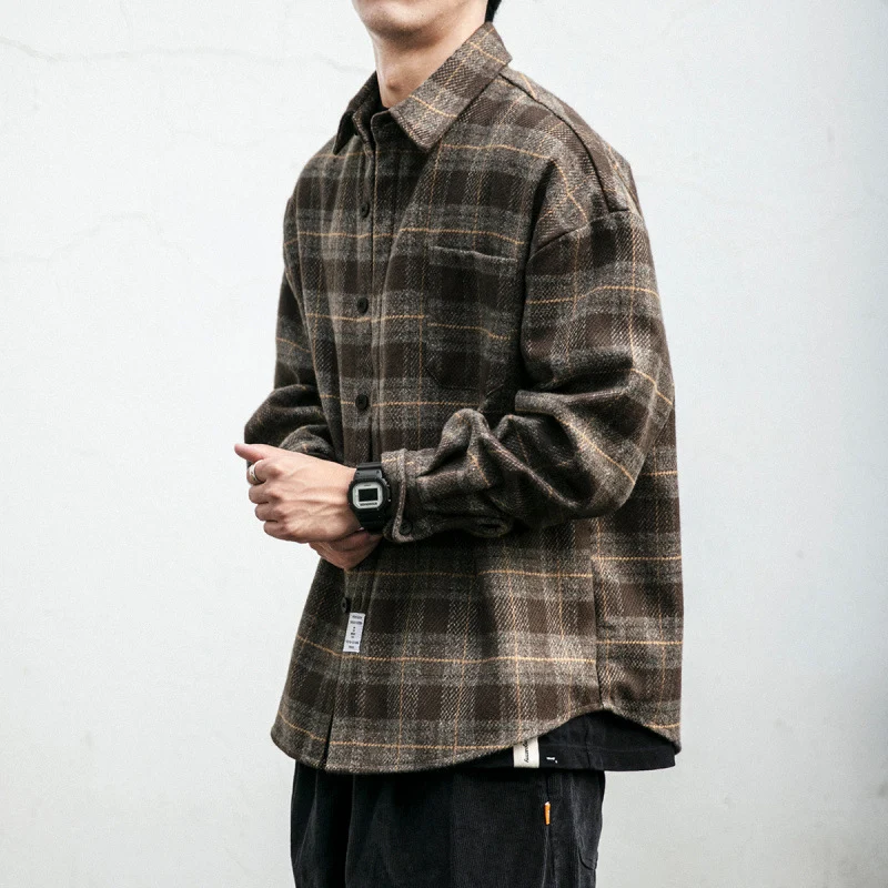 Herren Kariertes Overshirt‑Hemdjacke im Boxy‑Relaxed‑Schnitt Nord Taschen