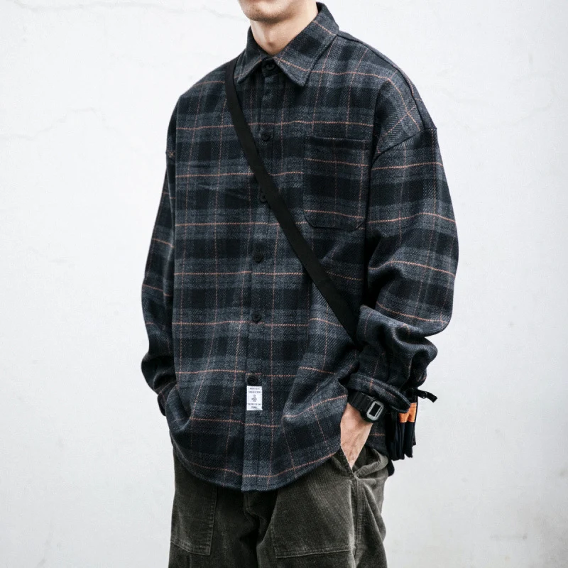 Herren Kariertes Overshirt‑Hemdjacke im Boxy‑Relaxed‑Schnitt Nord Taschen