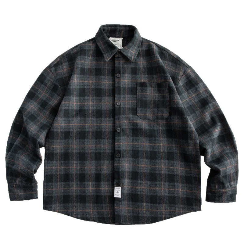 Herren Kariertes Overshirt‑Hemdjacke im Boxy‑Relaxed‑Schnitt Nord Taschen